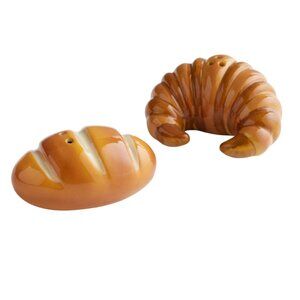 Ceramic Croissant and Bread Salt and Pepper Shaker Set